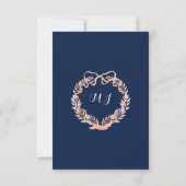 ブライダルシャワーオリーブフローラリースネイビーバラ金ゴールド 招待状 (裏面)