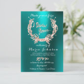 ブライダルシャワーオリーブリースバラ金ゴールドティール（緑がかった色）水中競技 招待状 (スタンド正面)