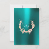 ブライダルシャワーオリーブリースバラ金ゴールドティール（緑がかった色）水中競技 招待状 (裏面)