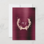 ブライダルシャワーオリーブリースバラ金ゴールドブルガンディーレッド 招待状 (裏面)