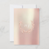 ブライダルシャワーオリーブリースピンクローズ金ゴールドパール 招待状 (裏面)