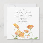 ブライダルシャワーオレンジフローラウォーターカラーポピー 招待状 (正面)