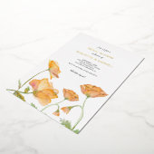 ブライダルシャワーオレンジフローラ水彩フォイルインビタ 箔招待状 (回転した状態)