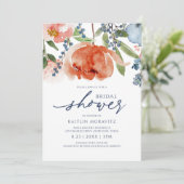 ブライダルシャワーオレンジブループオーニーズボタニカルフローラ 招待状 (スタンド正面)