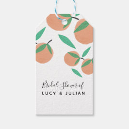 ブライダルシャワーオレンジ手描き植物学 ギフトタグ