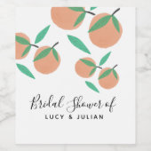 ブライダルシャワーオレンジ手描き植物学 ワインラベル (シングルラベル)