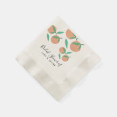 ブライダルシャワーオレンジ手描き植物学 縁ありカクテルナプキン (角)