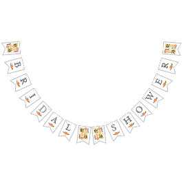 ブライダルシャワーオレンジ色の黄色結婚い花フローラ バンティングフラッグ