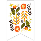 ブライダルシャワーオレンジ色の黄色結婚い花フローラ バンティングフラッグ (第1の旗)