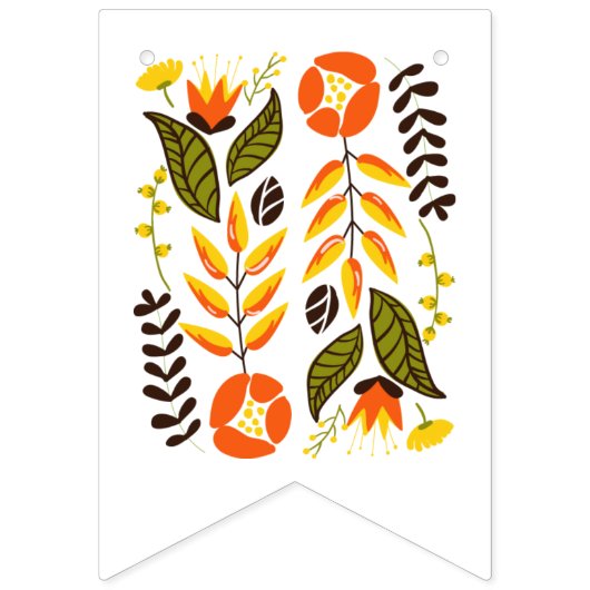 ブライダルシャワーオレンジ黄色かわいいフローラ結婚ズ バンティングフラッグ (第1の旗)