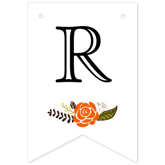 ブライダルシャワーオレンジ黄色かわいいフローラ結婚ズ バンティングフラッグ (第3の旗)