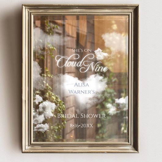 ブライダルシャワーオンクラウドナインエレガント鏡 ウィンドウサイン
