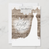 ブライダルシャワーオンバーンウッドレース&ホワイトドーブ 招待状 (正面)