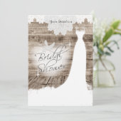 ブライダルシャワーオンバーンウッドレース&ホワイトドーブ 招待状 (スタンド正面)