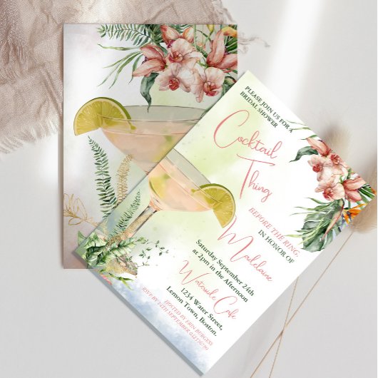 ブライダルシャワーカクテルツトロピカルフラワー 招待状
