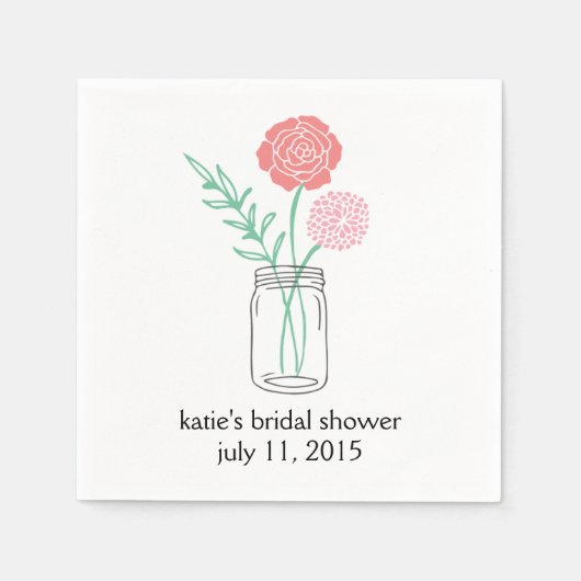 ブライダルシャワーカクテルナプキンボタニカルメイソンジャー スタンダードカクテルナプキン (正面)