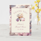 ブライダルシャワーカスタムサンキュー赤面ピンクフローラ カード (黄色い花)