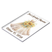 ブライダルシャワーカスタムサンフラワードレスゲストブック ノートブック (左側)