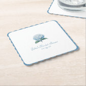 ブライダルシャワーカスタムシッエレガントクブルーアジサイ ペーパーコースター (アングル)