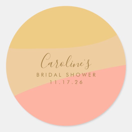 ブライダルシャワーカスタムソフトピンクイエローパステルボホ ラウンドシール (正面)