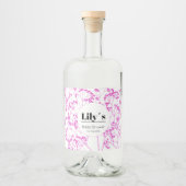 ブライダルシャワーカスタムテーマボヘミアン花模様 リキュールボトルラベル (正面)