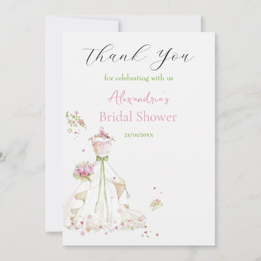 ブライダルシャワーカスタムドレスサンキュー サンキューカード (正面)