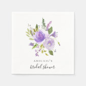 ブライダルシャワーカスタムナプキンス薄紫フローラウォータコール スタンダードカクテルナプキン (正面)