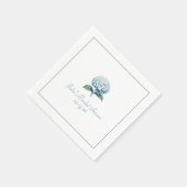 ブライダルシャワーカスタムナプキンブルーエレガントアジサイ スタンダードカクテルナプキン (角)