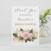 ブライダルシャワーカスタムピンクの花ありがとう サンキューカード (スタンド正面)