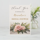 ブライダルシャワーカスタムピンクの花ありがとう サンキューカード (スタンド正面)