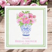 ブライダルシャワーカスタムピンクペオニーズチノセリエ花瓶 スタンダードランチョンナプキン