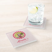 ブライダルシャワーカスタムフォトハート円枠 ガラスコースター (アングル)