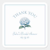 ブライダルシャワーカスタムブルーアジサイありがとう スクエアシール (正面)