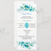 ブライダルシャワーカスタムブルーフラワー 招待状 (正面/裏面)