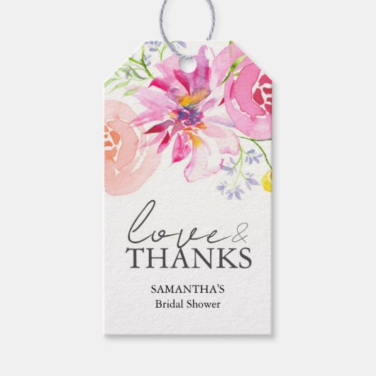 ブライダルシャワーカスタムメッセージカード水彩花 ギフトタグ (正面)