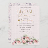 ブライダルシャワーカスタムローズブーケ招待状 (正面/裏面)