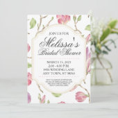 ブライダルシャワーカスタム招待状、水色フローラ 招待状 (スタンド正面)