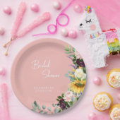 ブライダルシャワーカスタム赤面フローラひまわり ペーパープレート (パーティー)