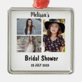 ブライダルシャワーカスタム3フォトコラージュ メタルオーナメント (正面)