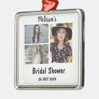 ブライダルシャワーカスタム3フォトコラージュ メタルオーナメント