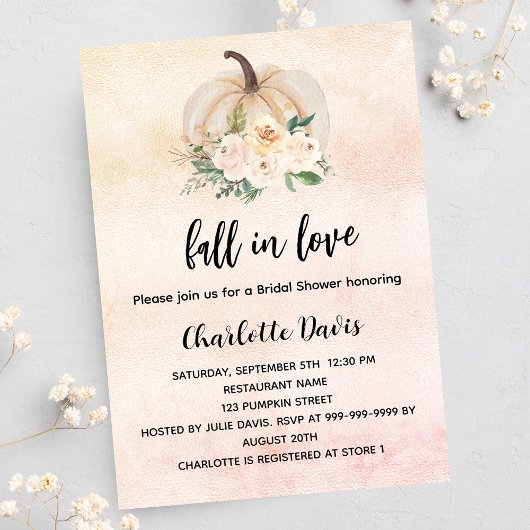 ブライダルシャワーカボチャ秋インラブクリーム赤面 インビテーションポストカード