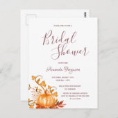 ブライダルシャワーカボチャ秋ゴールデンホワイト招待 ポストカード (正面/裏面)