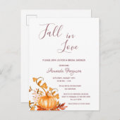 ブライダルシャワーカボチャ秋ゴールデンホワイト招待 ポストカード (正面/裏面)