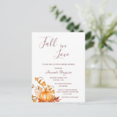 ブライダルシャワーカボチャ秋ゴールデンホワイト招待 ポストカード (スタンド正面)