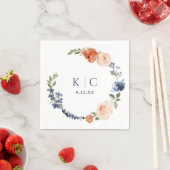 ブライダルシャワーカラフルオレンジ&ダスティブルーリース スタンダードカクテルナプキン (インサイチュ)