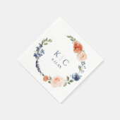 ブライダルシャワーカラフルオレンジ&ダスティブルーリース スタンダードカクテルナプキン (角)