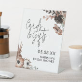 ブライダルシャワーカードとギフトサインほこりっぽいピンクのフローラ 台座サイン (インサイチュ)