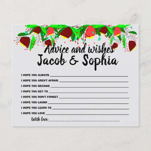 ブライダルシャワーカードアドバイス&ウィッシュズフライヤー チラシ (正面)