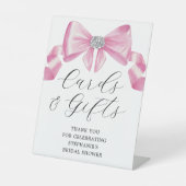 ブライダルシャワーカードギフトピンクボウグラム 台座サイン (正面)