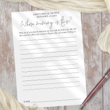 ブライダルシャワーカード付き白黒ゲーム